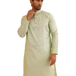 sojanya (Since 1958 Men's Cotton Linen Foil Printed ONLY Long Kurta image 1
