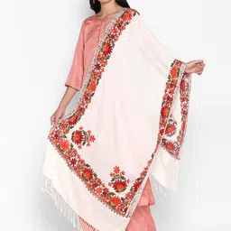 zamour Kashmiri Shawl Stole for Women, Pashmina Feel Woolen Embroidery Chinar Shawls for Winter, 30 x 80 inches Wraps image 2