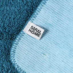 SARAL HOME EASY LIVING Cotton Anti Slip Rectangular Bathmat Set With Contour- (Turquoise, 45X60 Cm & 45X50 Cm) image 4