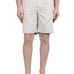 crimsoune club Men's Beige Printed 100% Cotton Lounge Shorts image 1