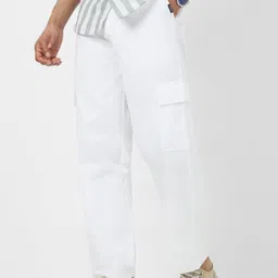 urbano fashion Men's Loose Baggy Fit Solid Cargo Chino Pant with 6 Pockets Non-Stretchable image 2