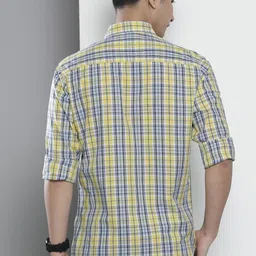 the indian garage co Men Slim Fit Checkered Full Sleeves Spread Collar Casual Shirt image 4