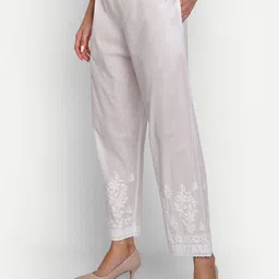indiankala4u Pants Legging Salwar for Women Chikankari Hand Embroidered Palazzo Cotton image 2