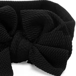 Babymoon Textured Bow Hairband For Baby Girl Hair Accessories For Girls Baby Headband For Girls - Black image 4