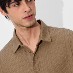 the souled store Textured Polo: Men and Boys Short Sleeves Collared Neck Pull On Solid Cotton Oversized Polos image 5