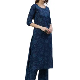 yuvvik Women's Blue Kurta Palazoo and Dupatta Set image 3