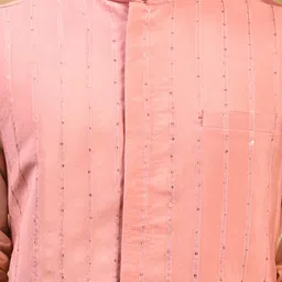 vastramay Men's Cotton Blend Nehru Jacket | Chanderi sequins Nehru Jacket for Men image 4