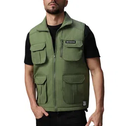 high star clothing High Star Men Polyester Printed Regular fit Collar Sleeveless Jackets 99 image 1