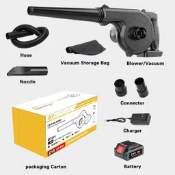 KINGPKE Leaf Blower Cordless with Battery and Charger, Handheld Battery Powered Electric Leaf Blower, 2-in-1 Portable Mini Blower &Vacuum for Lawn Care, Dust/Snow Blowing image 4