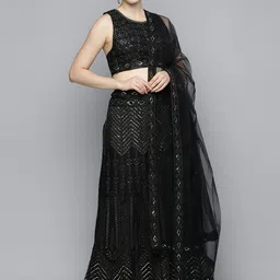 varni fabrics: a lady's first love Soft Net Lehenga Choli Set,Zari Embroidered, with Dupatta image 2