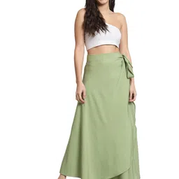 bodyfigure Women's Long Wrap Around Maxi Skirt | Women Wear Long Skirt Skirt image 1