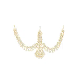 zaveri pearls Gold Tone Kundan & Pearls Embellished Bridal MathaPatti Style Maangtikka For Women-ZPFK12194 image 1