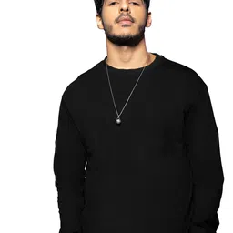 bewakoof Men's Solid Blue Round Neck Full Sleeve Oversized T-Shirt image 1