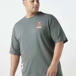 bewakoof Plus Men's Graphic Print Oversized Fit Half Sleeve Round Neck Cotton Plus Size T-Shirt image 2