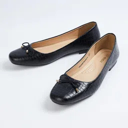 max Womens Women Textured Bow-Detailed Ballerinas Ballerina image 2