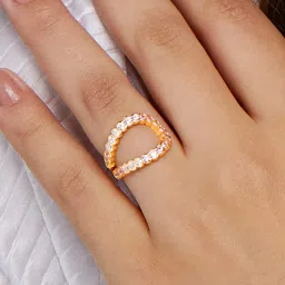 minutiae Stylish Crystal Diamond Combo of 5 Finger-Rings for Women and Girls image 2