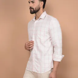 crimsoune club Men's Pink Checked 100% Cotton Shirt image 3