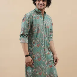leriya fashion Men's Kurta | Rayon Printed Kurta for Men | Chinese Collar Long Sleeves | Straight Knee Length Kurtas | for Festival | Function | Occasion Wear Fancy Kurta for Boys image 3