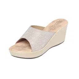 monrow Zara Leather Wedge Heels for Women, Girls | Fancy & Stylish Heel sandals, Casual, Comfortable Fashion Heel Sandal image 1