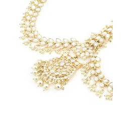 zaveri pearls Gold Tone Kundan & Pearls Embellished Bridal MathaPatti Style Maangtikka For Women-ZPFK12194 image 5