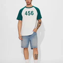 the souled store Squid Game: 456 Men and Boys Short Sleeves Round Neck White and Green Graphic Printed Regular Fit Cotton T-Shirts image 2