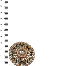 aatmana Gold-Plated White & Green Kundan-Studded Ethnic adjustable Finger Rings For Women & Girls image 3