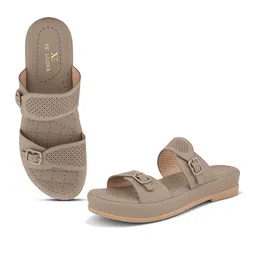 xe looks Women's Elegant Buckle Sandals - Perforated Comfort For Everyday Style image 1