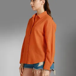 high star Women's Solid Oversized Fit Shirt image 3