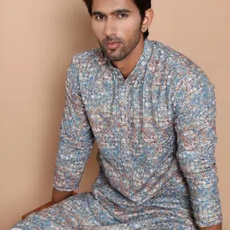 jompers Men's Cotton Printed And Emrbroidered Kurtas image 5