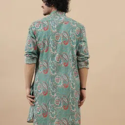 leriya fashion Men's Kurta | Rayon Printed Kurta for Men | Chinese Collar Long Sleeves | Straight Knee Length Kurtas | for Festival | Function | Occasion Wear Fancy Kurta for Boys image 2
