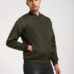 dennis lingo Regular Fit Full Sleeves Rib Collar Solid Men Jacket image 3