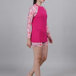 megaska Women Two Piece Rash Guard Swimwear Padded Long Sleeve Swimsuits Swim Shirt Bathing Suit with Boyshort Bottom Swimming Costume image 3