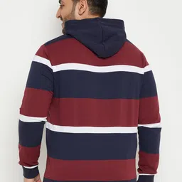 austivo Men's Multi Full Sleeve Striper Hooded Plus Size Sweatshirt image 2