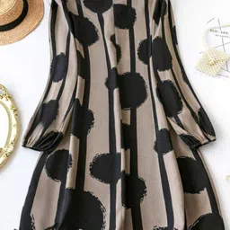 gufrina Women's Full Sleeve Collar Neck Dress - Elegant Button-Down Midi Dress with Abstract Print image 3