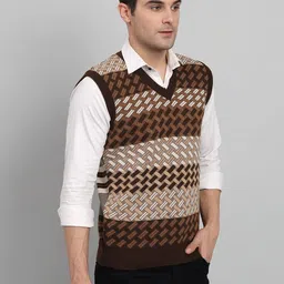 ewools Men's winterwear Woolen Zigzag Sleeveless Cardigan Sweaters image 3