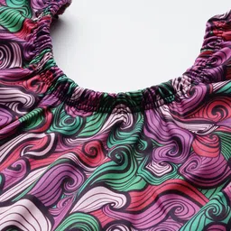 aarika Womens Sports Wear Multi-Black Colour Abstract Print Nylon Swim Suit image 2