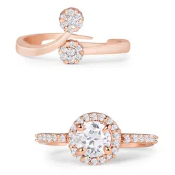 zaveri pearls Set of 2 Rose Gold Contemporary Cubic Zirconia Brass Adjustable Rings For Women-ZPFK11191 image 1