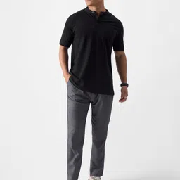 the souled store Men Burgundy Solid Mandarin Polos image 2