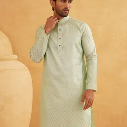 sojanya (Since 1958 Men's Cotton Linen Foil Printed ONLY Long Kurta image 2