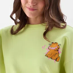 the souled store Cotton Blend Official Garfield: Don'T Care Club Women's Round Neck Oversized Sweatshirts image 5