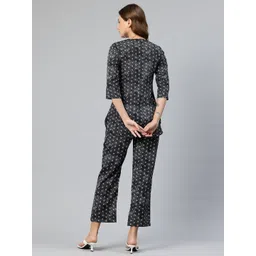 cottinfab Women Black & White Printed Tunic and Trouser Co-Ords image 5