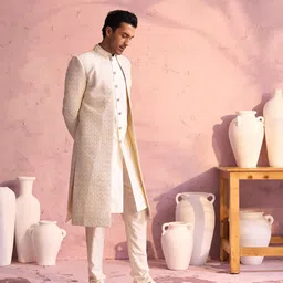 vastramay Men's Silk Blend Ethnic Wear Sherwani image 2