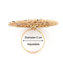 zaveri pearls Gold Tone Kundan Flower Adjustable Finger Ring For Women-ZPFK10176 image 5