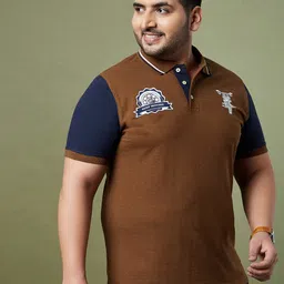 bigbanana Plus Size Men's Regular Fit Colorblock Polo Tshirt image 4