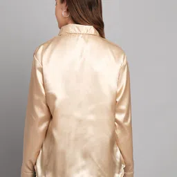 funday fashion Women Solid Formal Satin Regular Fit Shirt image 4