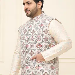 sojanya Plus (Since 1958) Mens Off-White Dupion Silk Only Long Kurta image 3