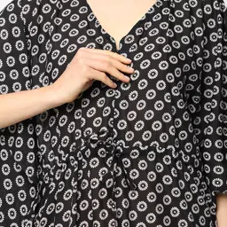 craftbazar Women's Black Cotton Kaftan, Feeding Kaftan, Nursing Nighty, Nightwear, Nursing Nightwear image 5