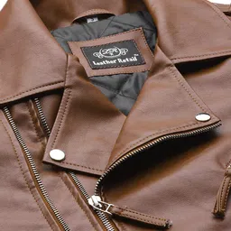 leather retail Mens Solid Biker Jacket image 5