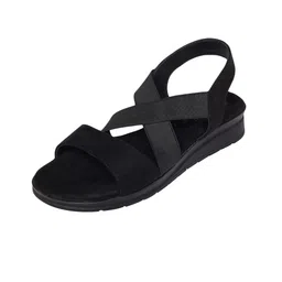 monrow Emel Suede Leather Wedge Heels for Women, Girls | Fancy & Stylish Heel sandals, Casual, Comfortable Fashion Heel Sandal image 1