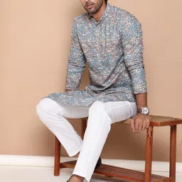 jompers Men's Cotton Printed And Emrbroidered Kurtas image 4
